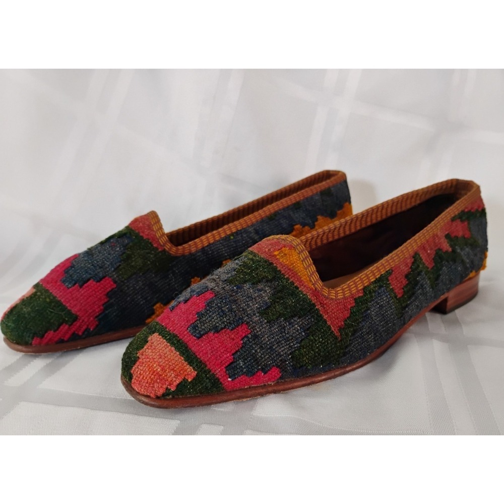 Kilim Loafers Women's Size 6 to 6.5 Turkish Carpet Handwoven Wool Shoes